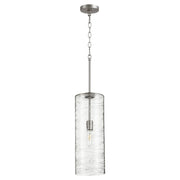 Quorum 8192-65 Pendant - Satin Nickel W/ Textured Glass