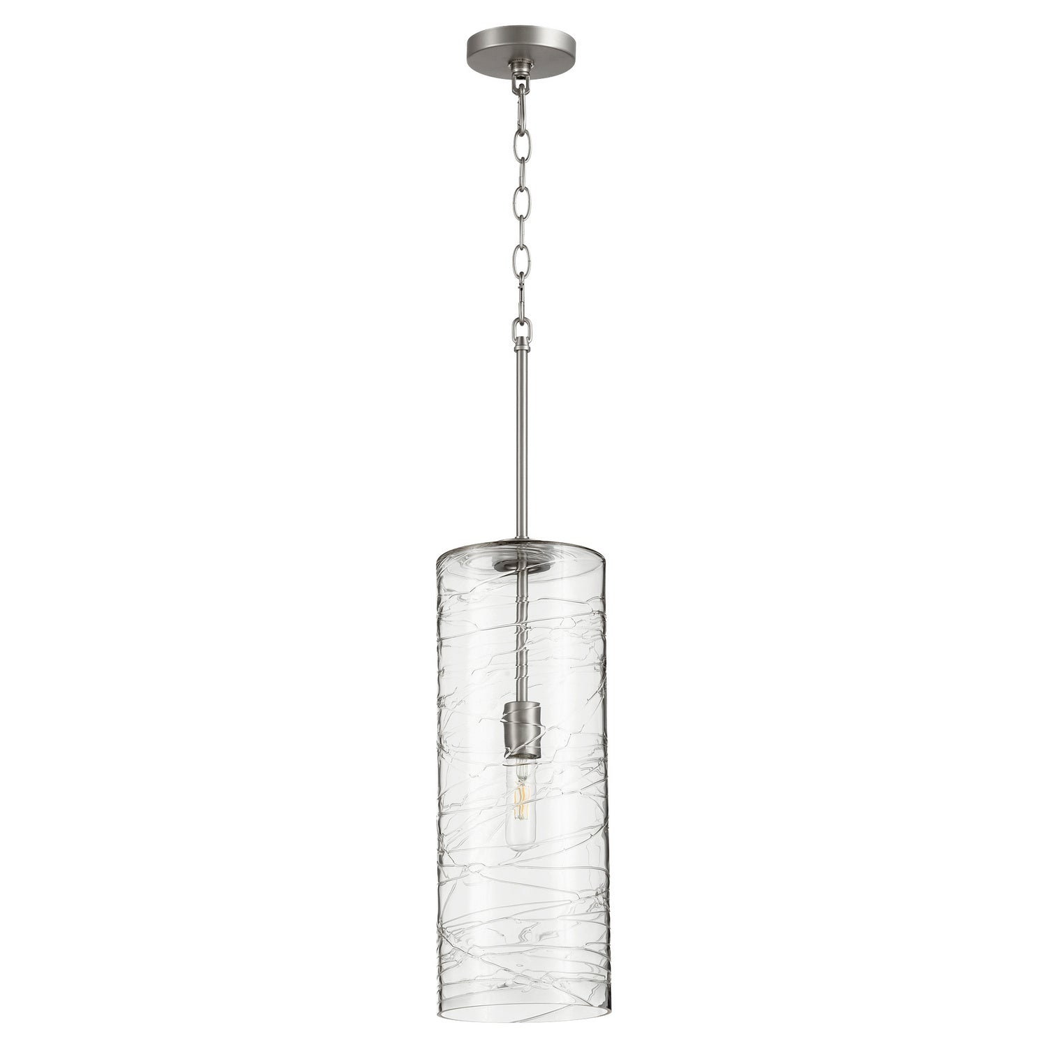 Quorum 8192-65 Pendant - Satin Nickel W/ Textured Glass