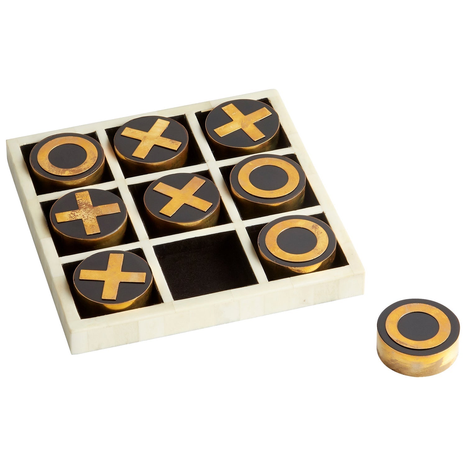 Cyan Design 10657 Noughts & Crosses Sculpture - Black & Gold & White