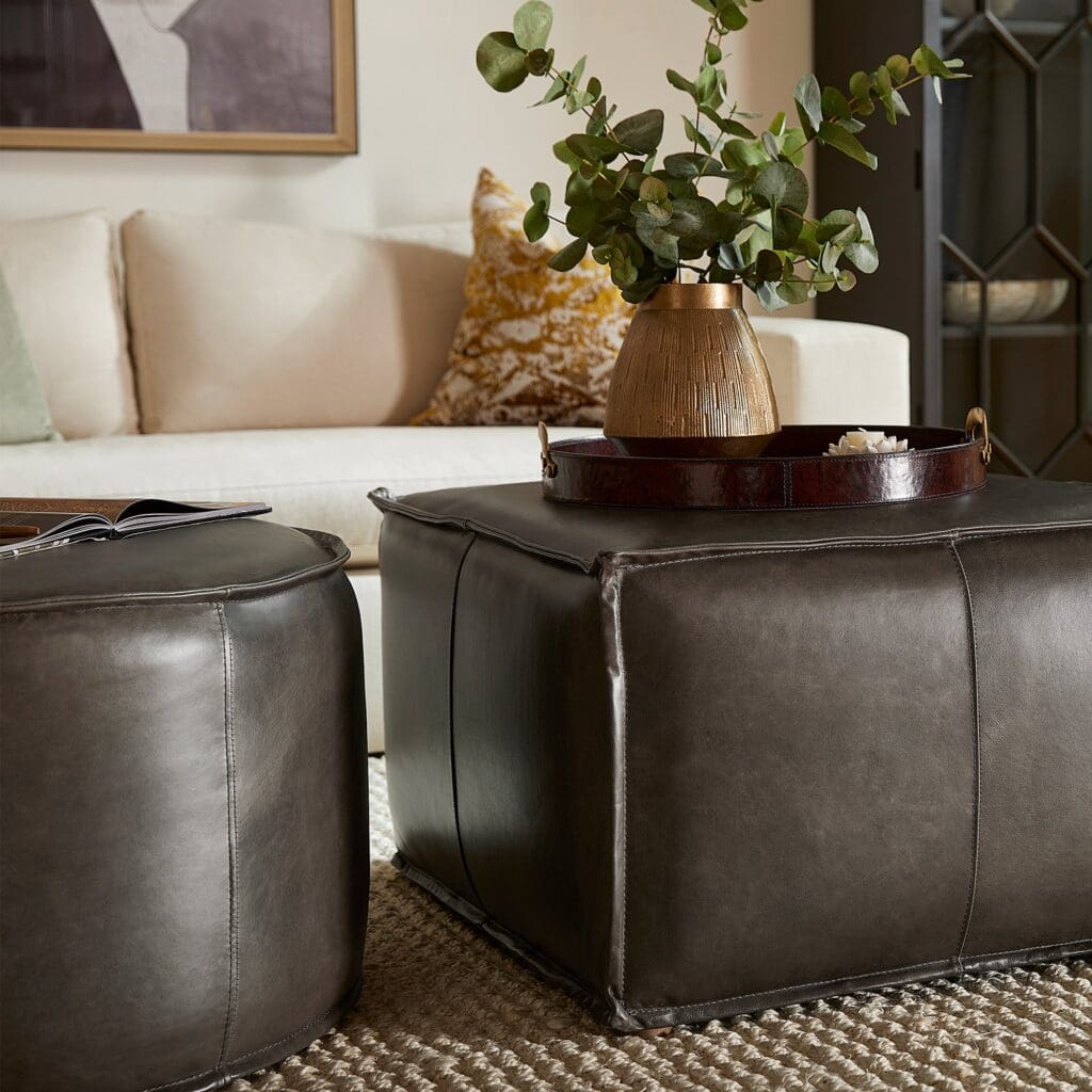 Cyan Design 11448 Lusso - Round Pouf - Grey