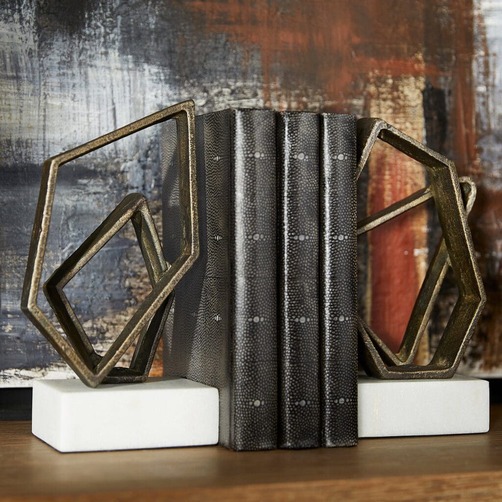 Cyan Design 11508 Euclid Bookends - Wht - Brnz - Bronze