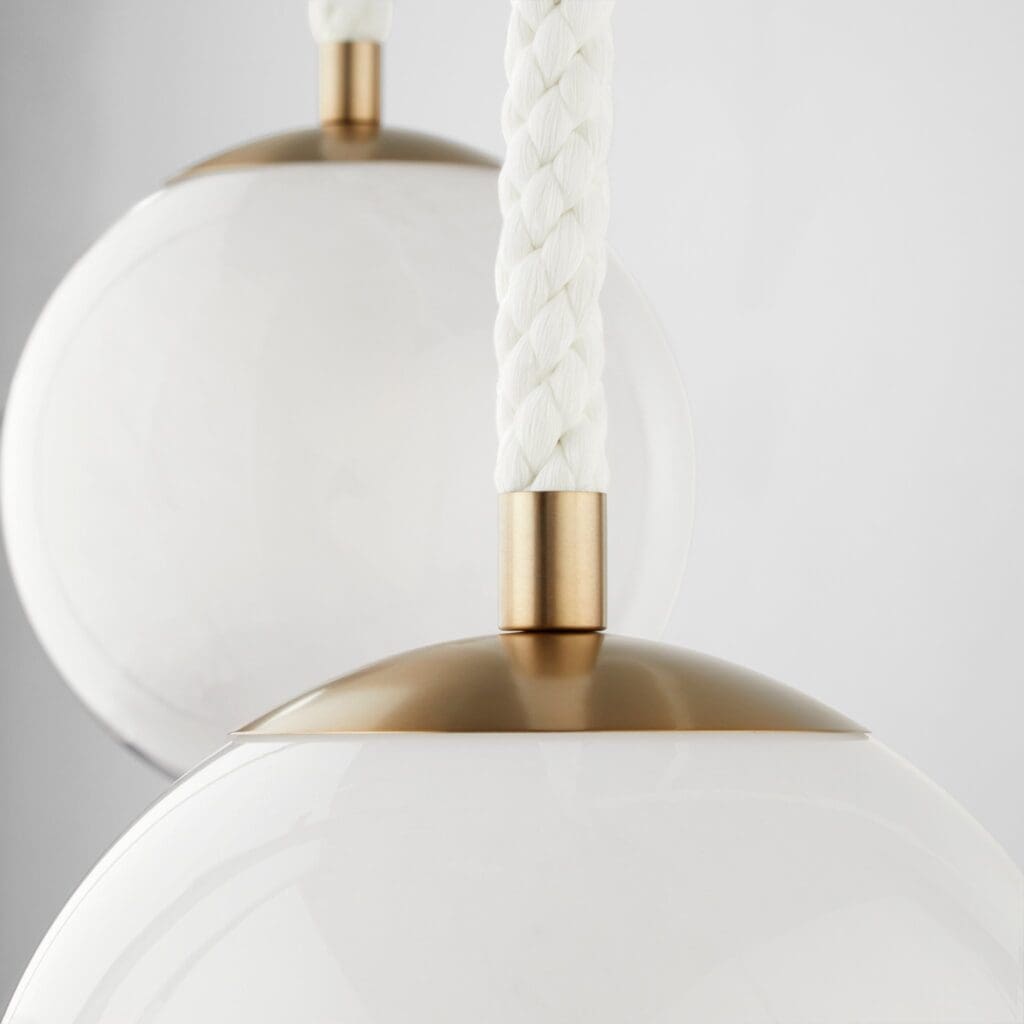 Cyan Design 11621 Rockport 3 Light Pendant Natural Sisal Rope Milky Glass Transitional - Aged Brass