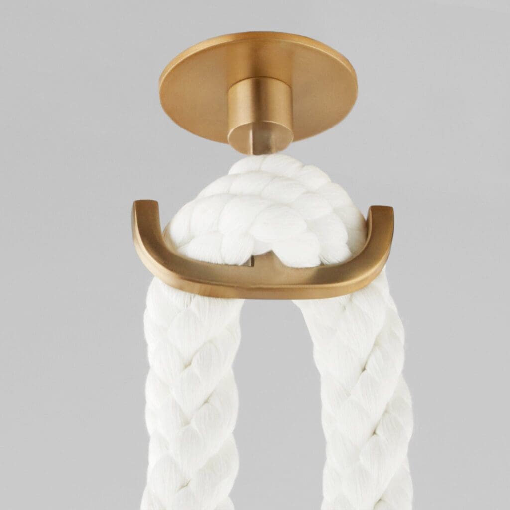 Cyan Design 11621 Rockport 3 Light Pendant Natural Sisal Rope Milky Glass Transitional - Aged Brass
