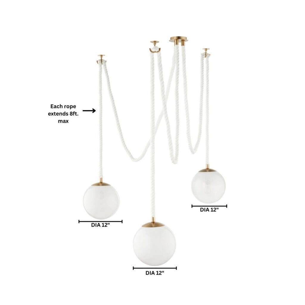 Cyan Design 11621 Rockport 3 Light Pendant Natural Sisal Rope Milky Glass Transitional - Aged Brass