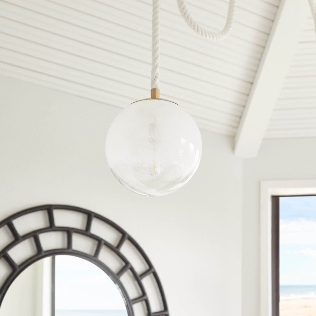 Cyan Design 11621 Rockport 3 Light Pendant Natural Sisal Rope Milky Glass Transitional - Aged Brass