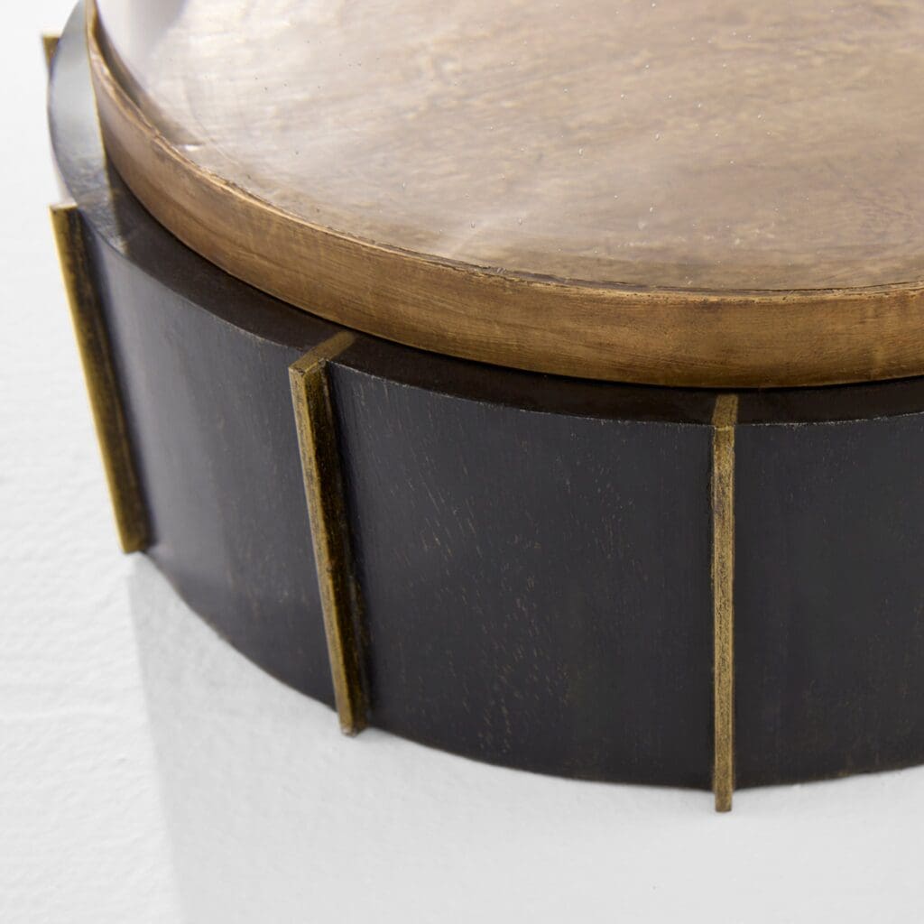 Cyan Design 11640 Reed Tabletop Hurrcne - Antique Brass And Dark Brushed Mango