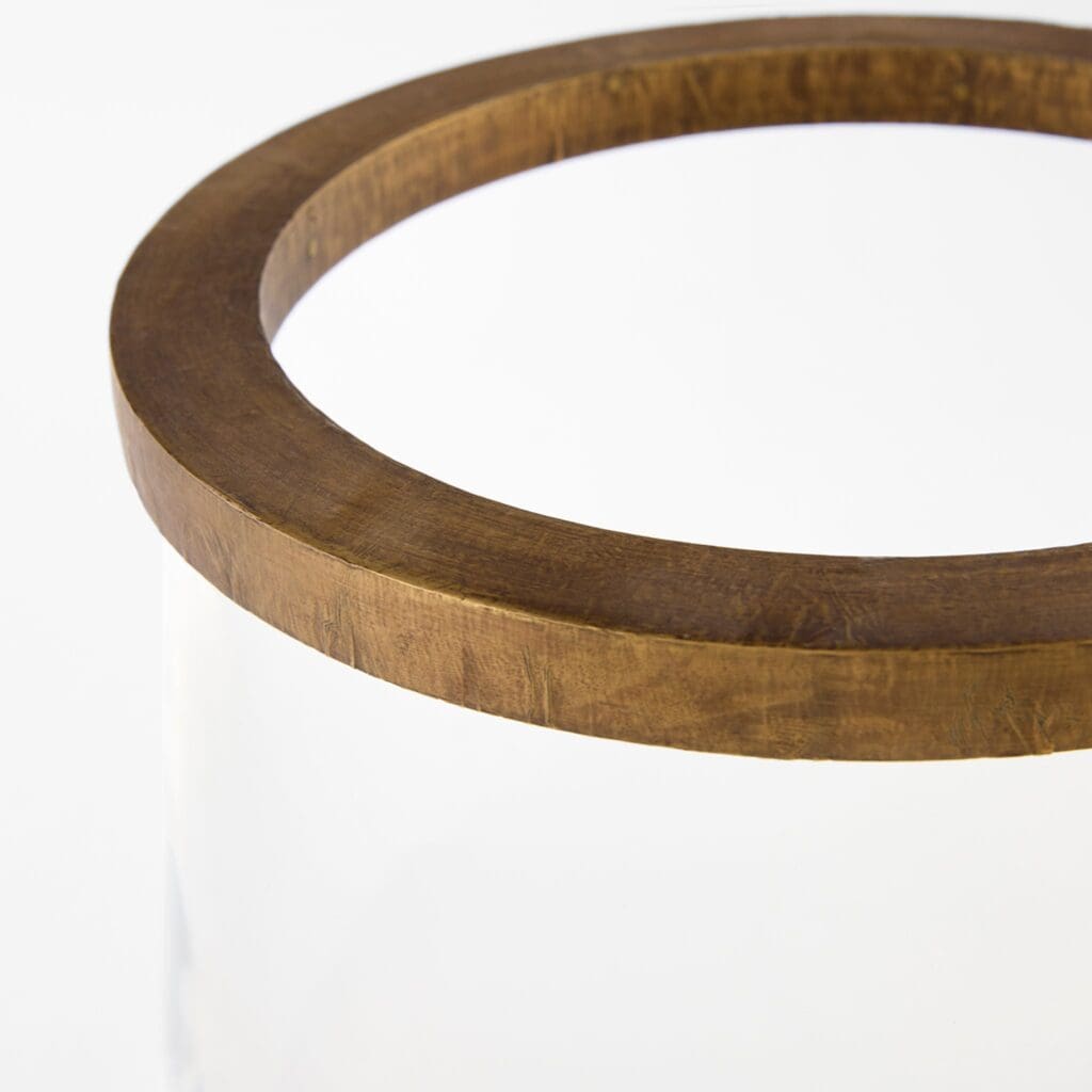 Cyan Design 11640 Reed Tabletop Hurrcne - Antique Brass And Dark Brushed Mango