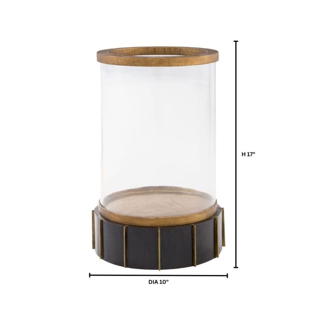 Cyan Design 11640 Reed Tabletop Hurrcne - Antique Brass And Dark Brushed Mango