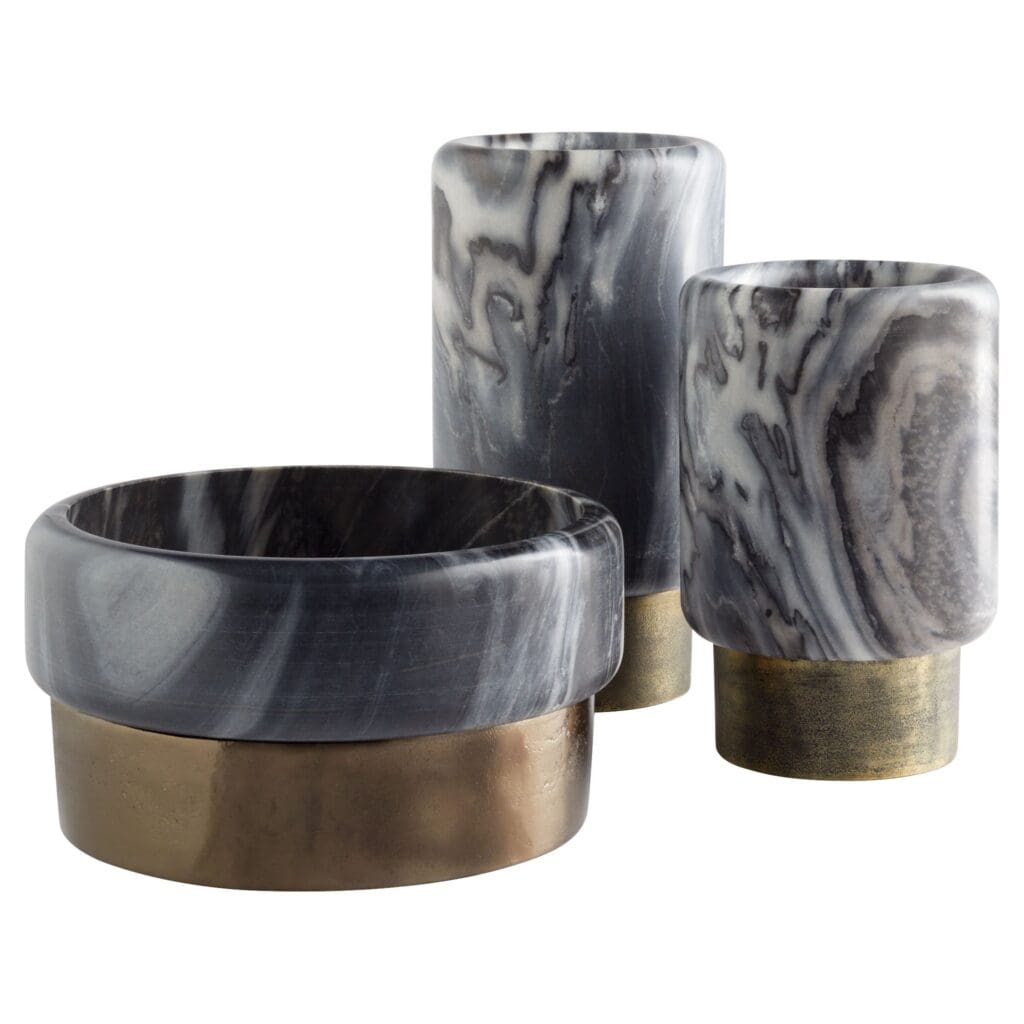 Cyan Design 11648 Roma Vase - Antique Brass And Grey Marble