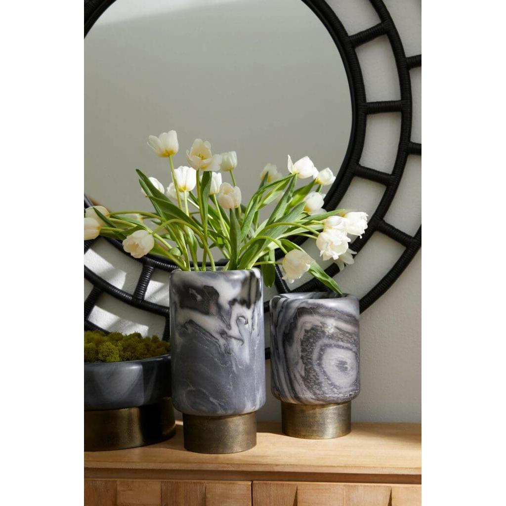 Cyan Design 11649 Roma Vase - Antique Brass And Grey Marble - Small