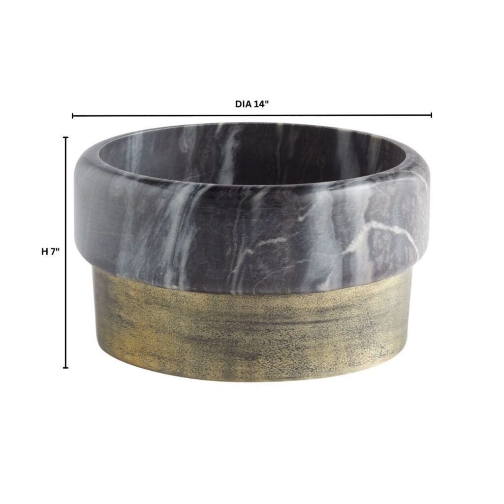 Cyan Design 11675 Roma Bowl - Antique Brass And Grey Marble