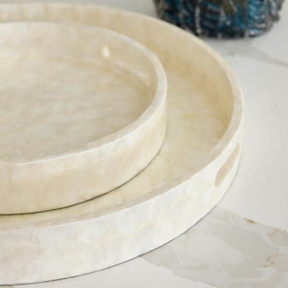 Cyan Design 11687 Triton 24 Inch Round Tray - Pearl - Large