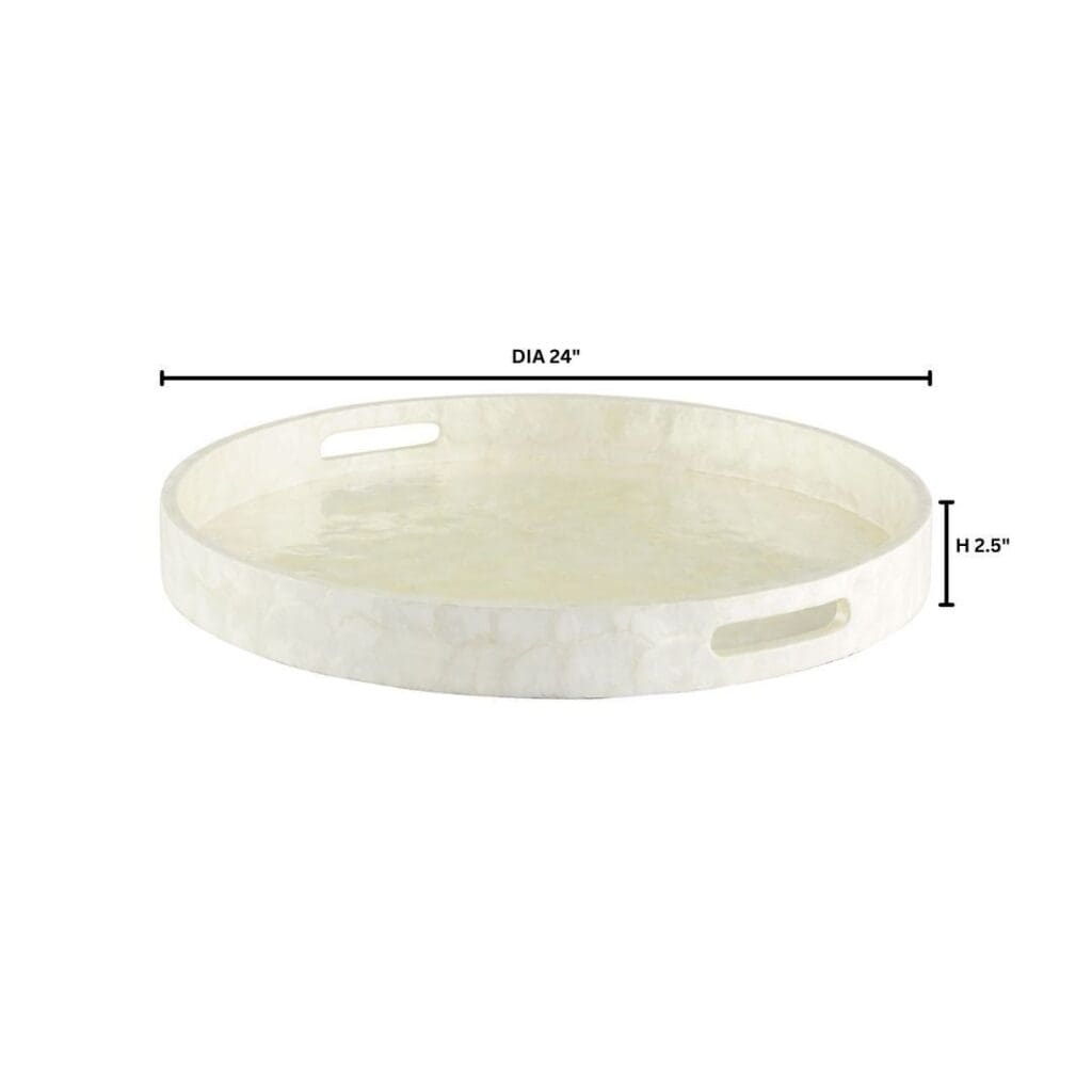 Cyan Design 11687 Triton 24 Inch Round Tray - Pearl - Large