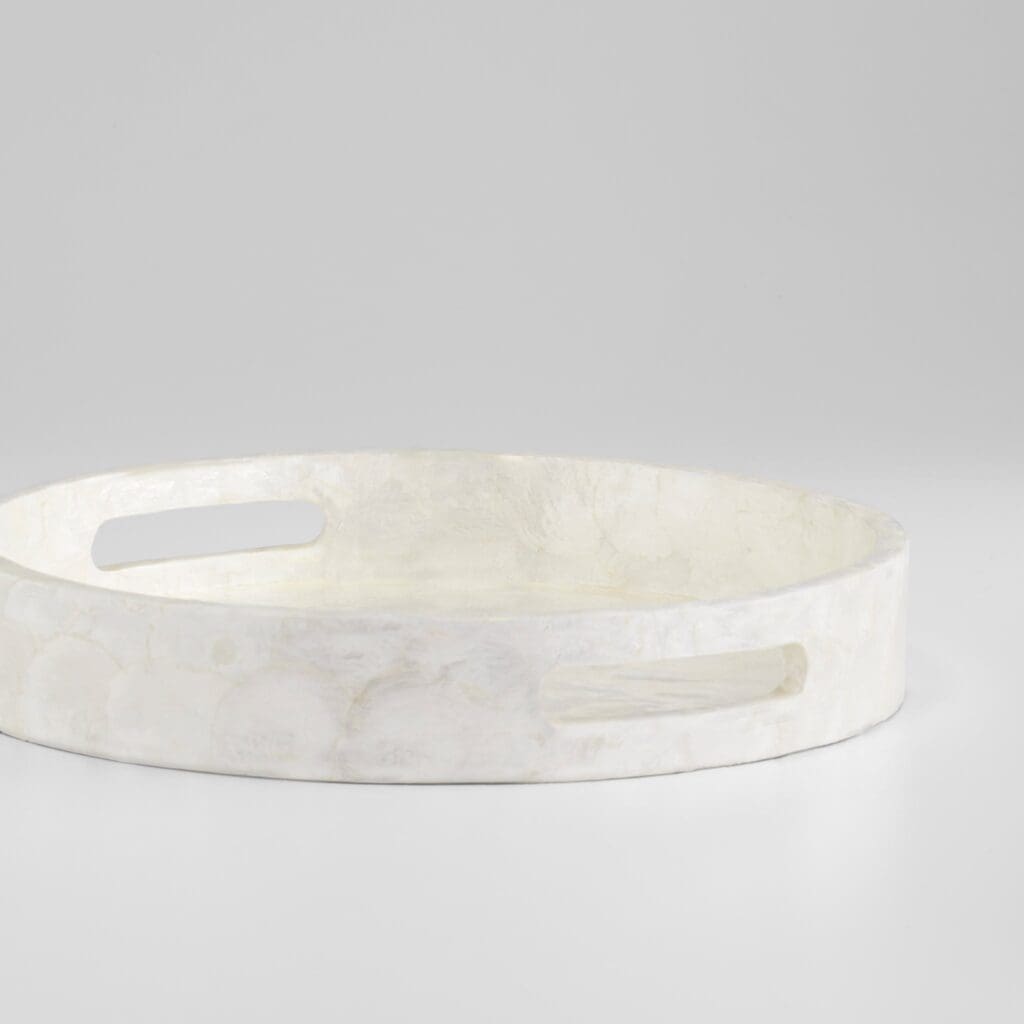 Cyan Design 11688 Triton 16 Inch Round Tray - Pearl - Small