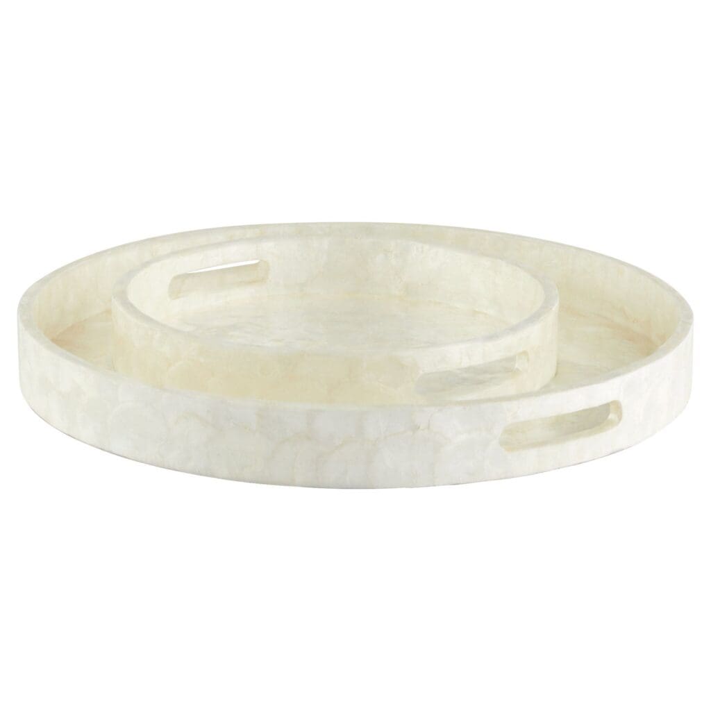 Cyan Design 11688 Triton 16 Inch Round Tray - Pearl - Small