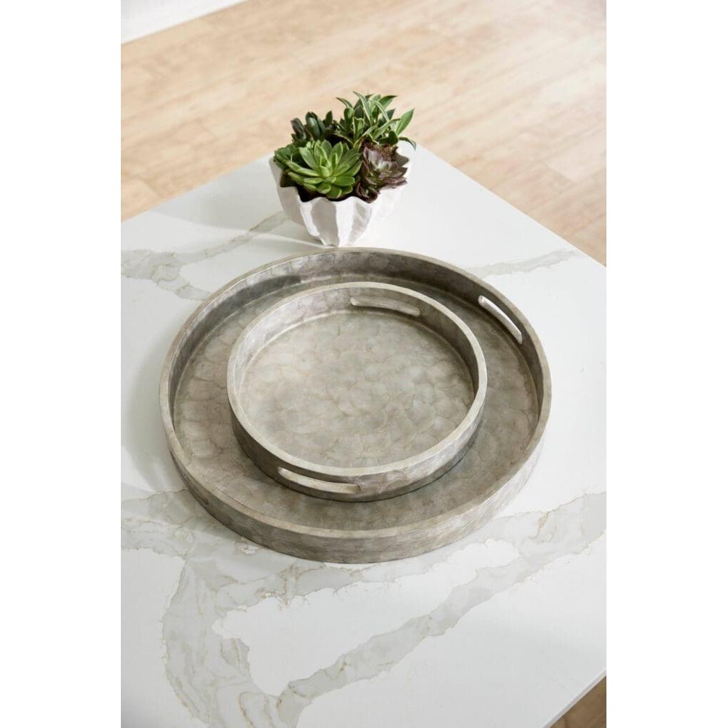 Cyan Design 11690 Triton Round Tray - Smoke - Small