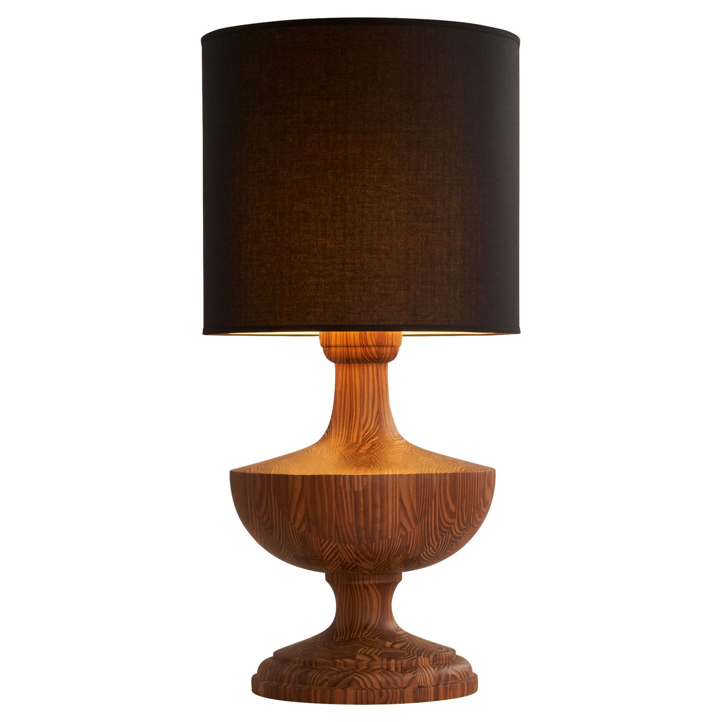 Cyan Design 11745 Egeu Wood Table Lamp - Medium Brown Wood, Black Linen Shade