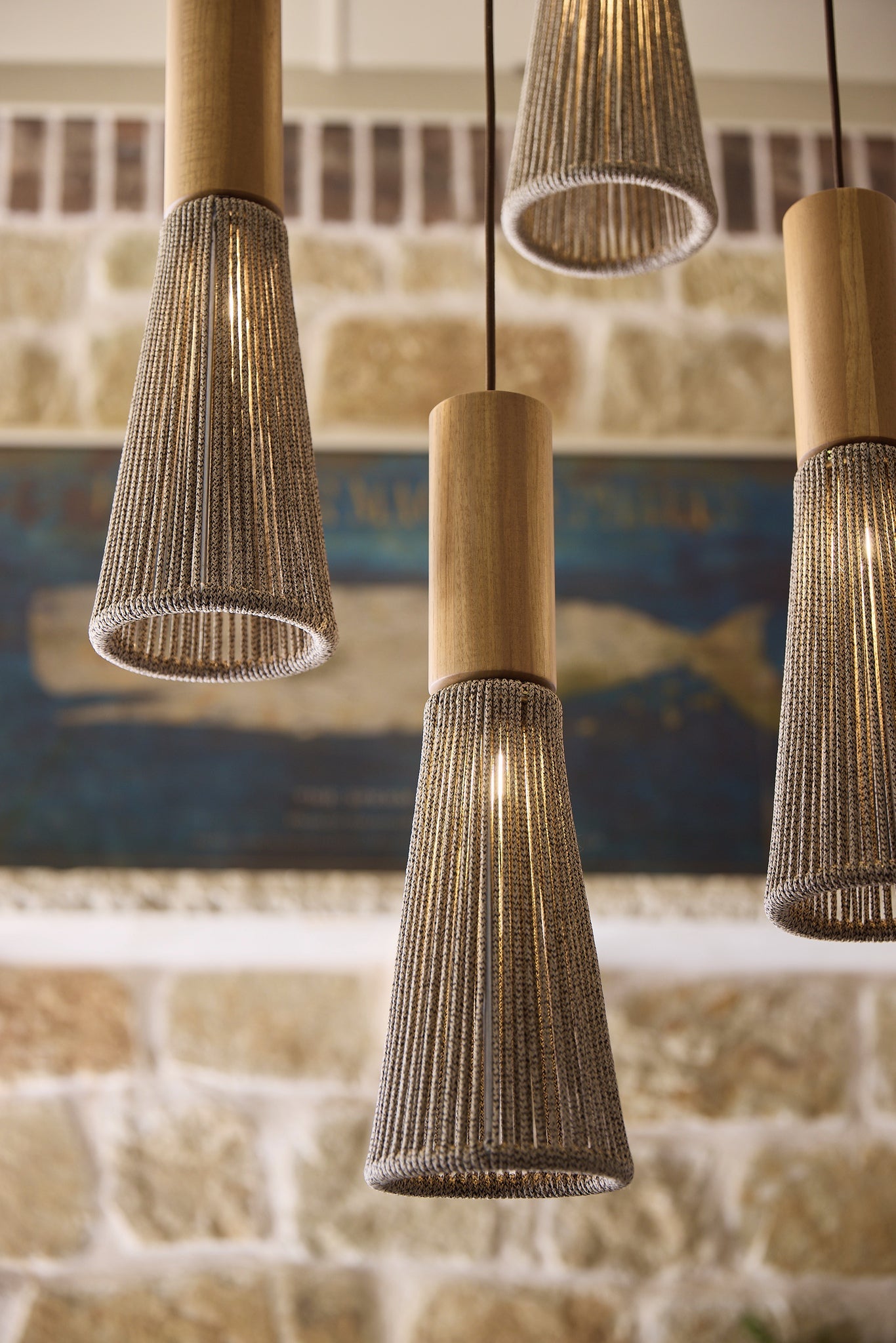 Cyan Design ORLA 11747 Nautical Pendant Light, 3000K LED - Medium Brown Grandis Wood, Nautical Rope
