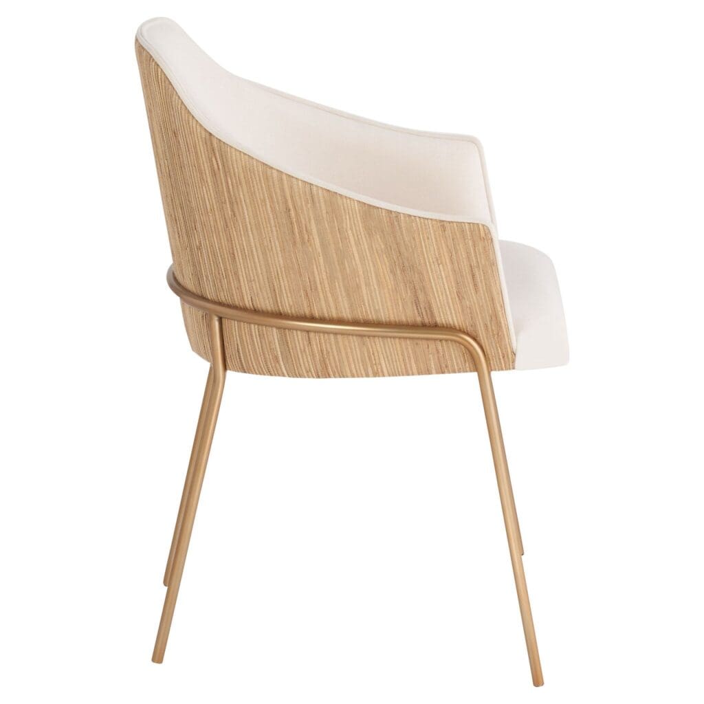 Cyan Design 11758 Menfis Dining Chair - Brushed Gold - Light Tan Velour And Rattan