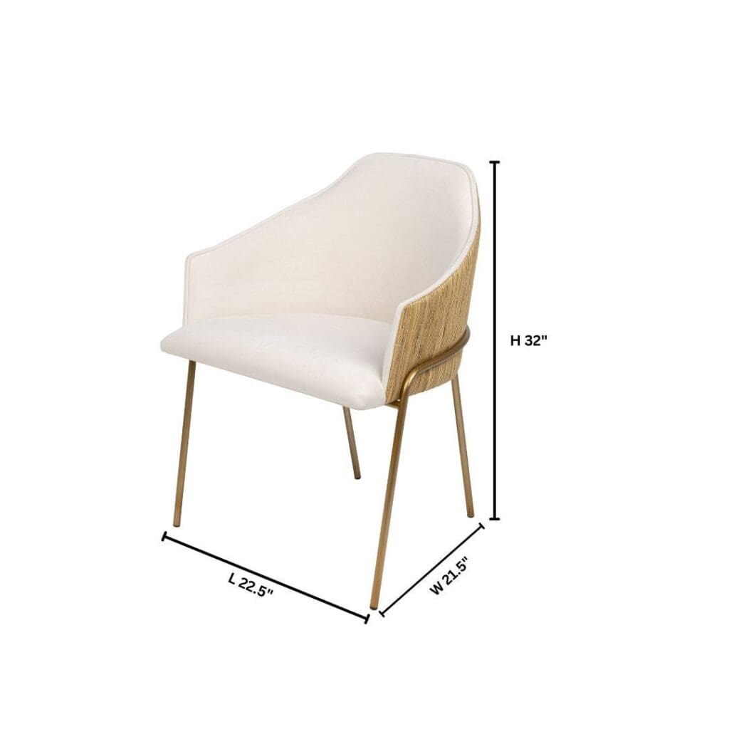 Cyan Design 11758 Menfis Dining Chair - Brushed Gold - Light Tan Velour And Rattan