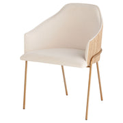 Cyan Design 11758 Menfis Dining Chair - Brushed Gold - Light Tan Velour And Rattan