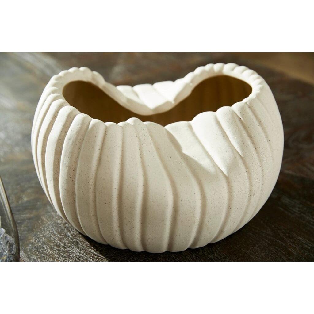 Cyan Design 11777 Organic Ribbed Bowl Designed - Grainy White