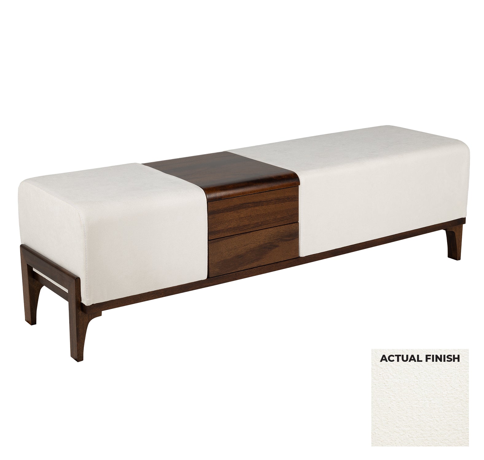 Cyan Design 11803 Noah Bench - Off-White Boucle And Medium Brown