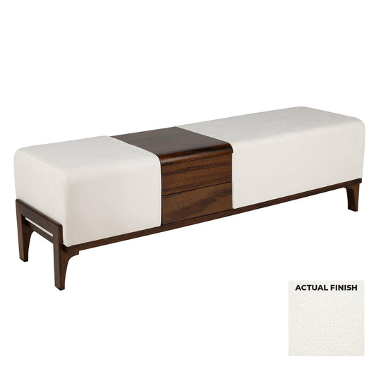 Cyan Design 11803 Noah Bench - Off-White Boucle And Medium Brown