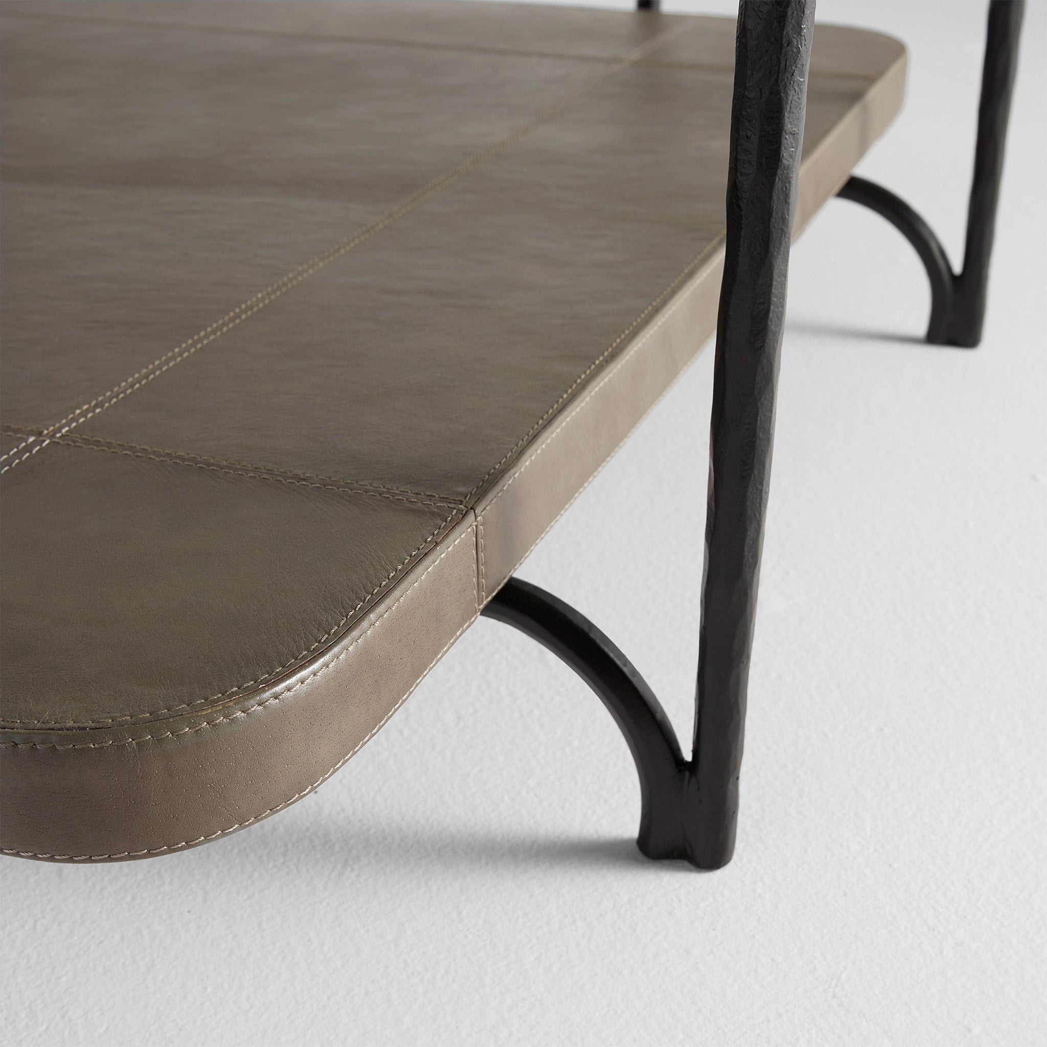 Cyan Design Tierras 12000 Cocktail Table, Hand-Wrapped Leather, Smoked Grey