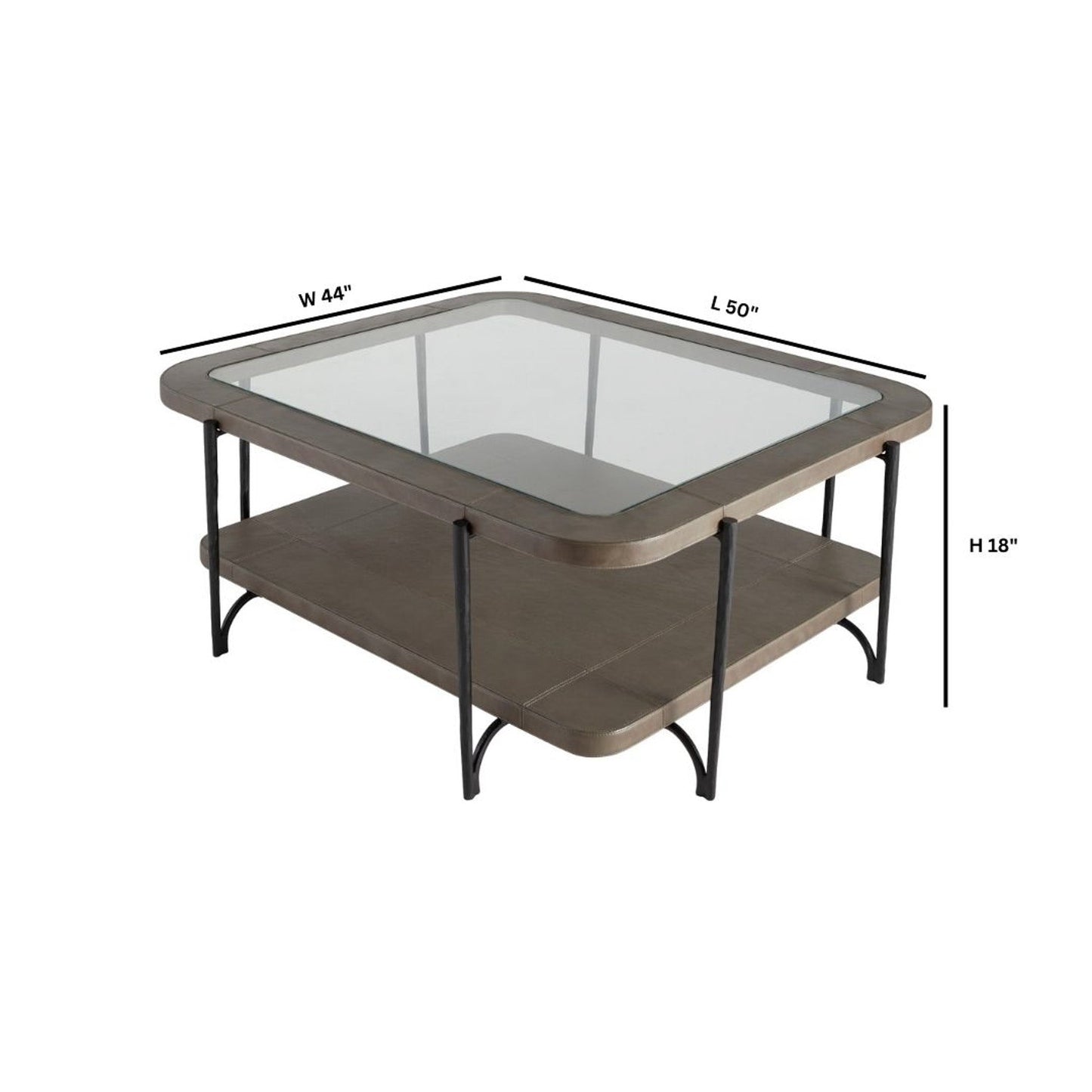 Cyan Design Tierras 12000 Cocktail Table, Hand-Wrapped Leather, Smoked Grey