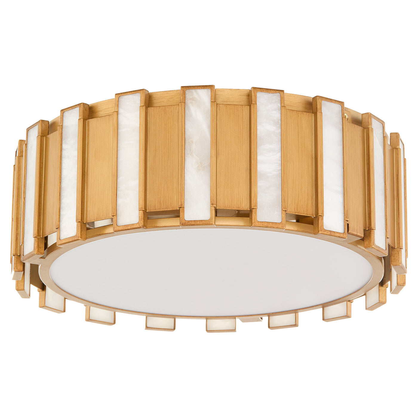 Cyan Design 11948 Volterra 4 Light Flush Mount Ceiling Light - Aged Brass, Alabaster Glass Panels