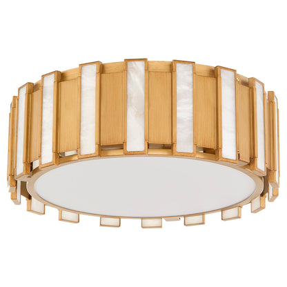 Cyan Design 11948 Volterra 4 Light Flush Mount Ceiling Light - Aged Brass, Alabaster Glass Panels