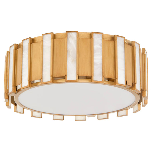 Cyan Design 11948 Volterra 4 Light Flush Mount Ceiling Light - Aged Brass, Alabaster Glass Panels