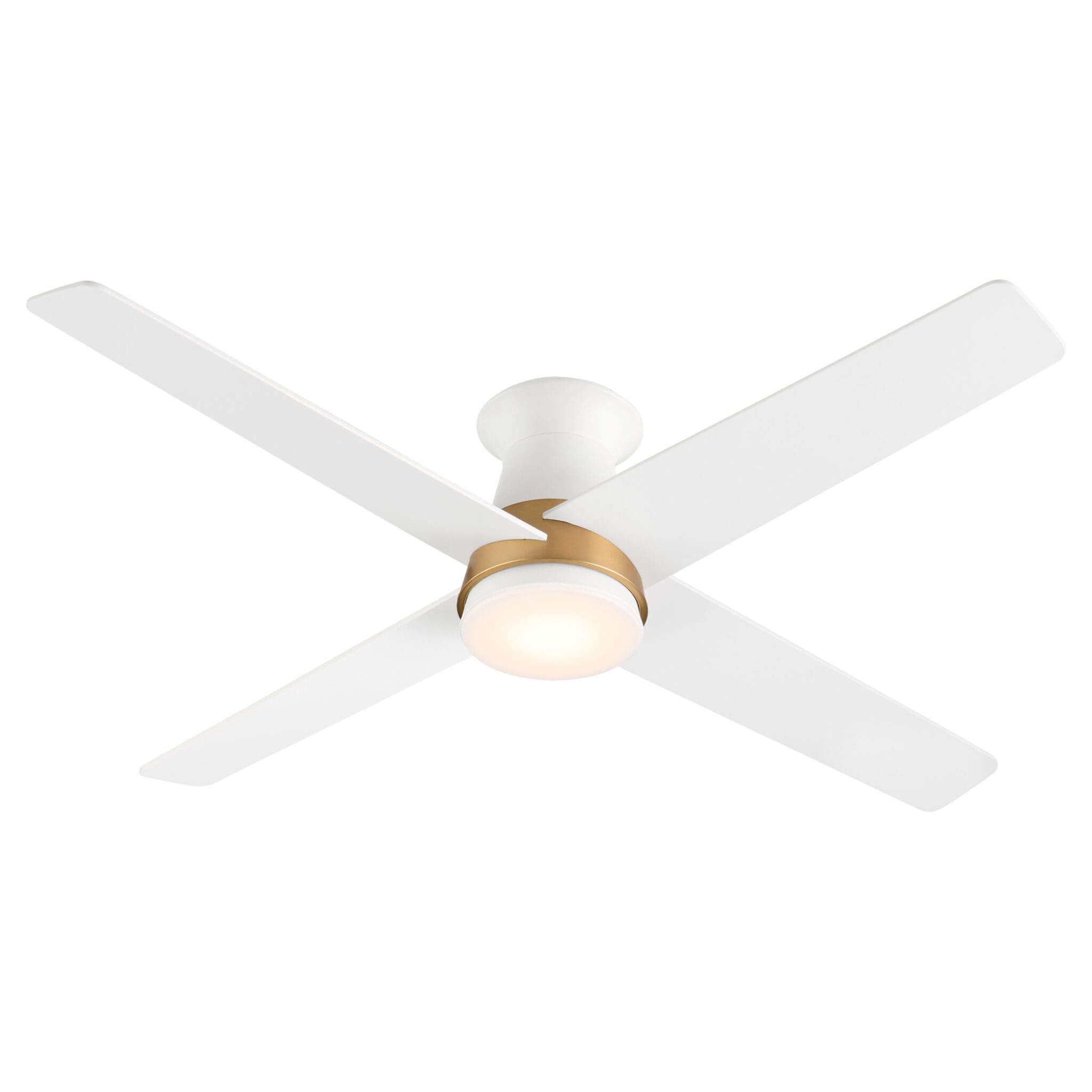 Cyan Design SANTA ANA 11983 Flushmount Hugger 52 Inch Ceiling Fan with Light and Remote- Studio White Aged Brass
