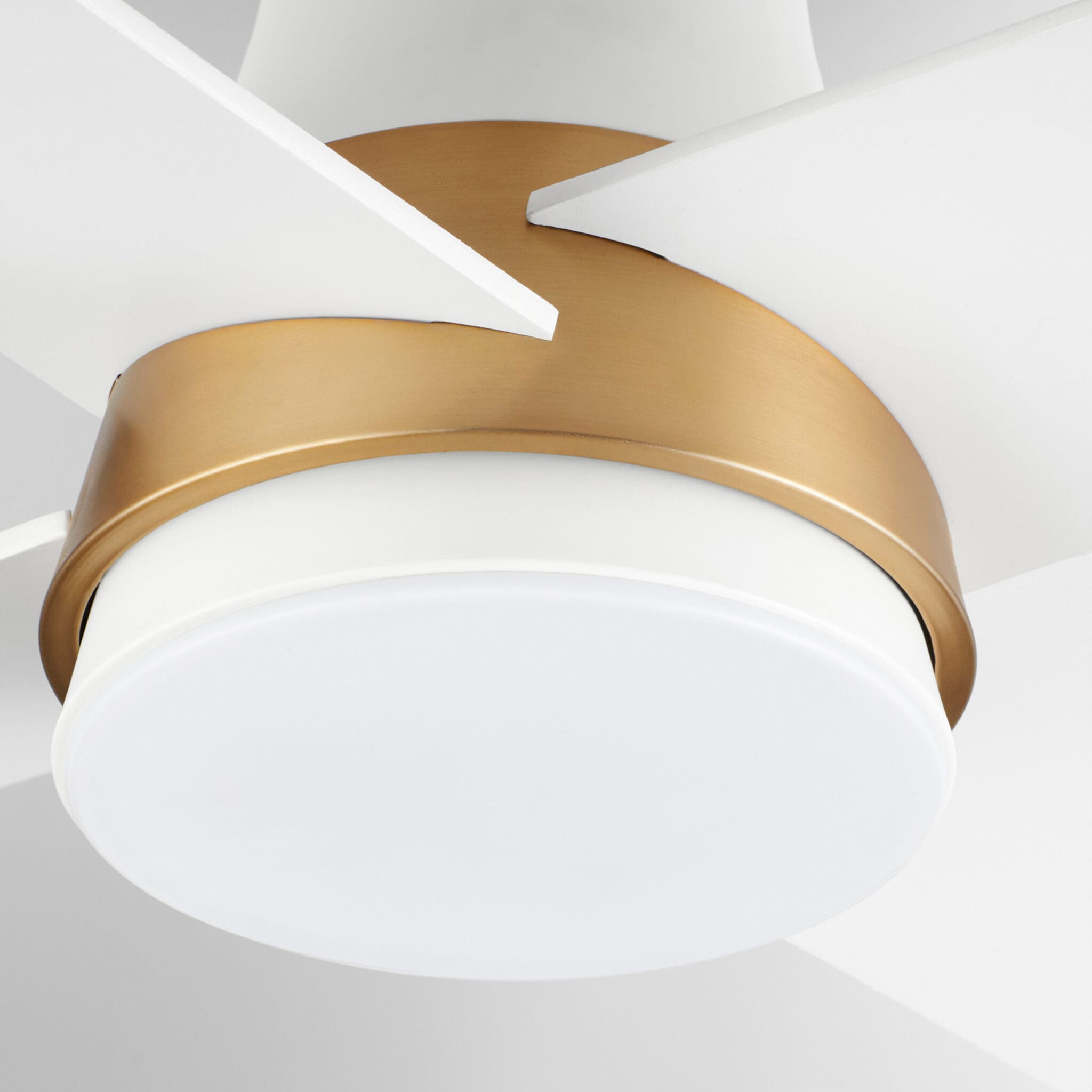 Cyan Design SANTA ANA 11983 Flushmount Hugger 52 Inch Ceiling Fan with Light and Remote- Studio White Aged Brass