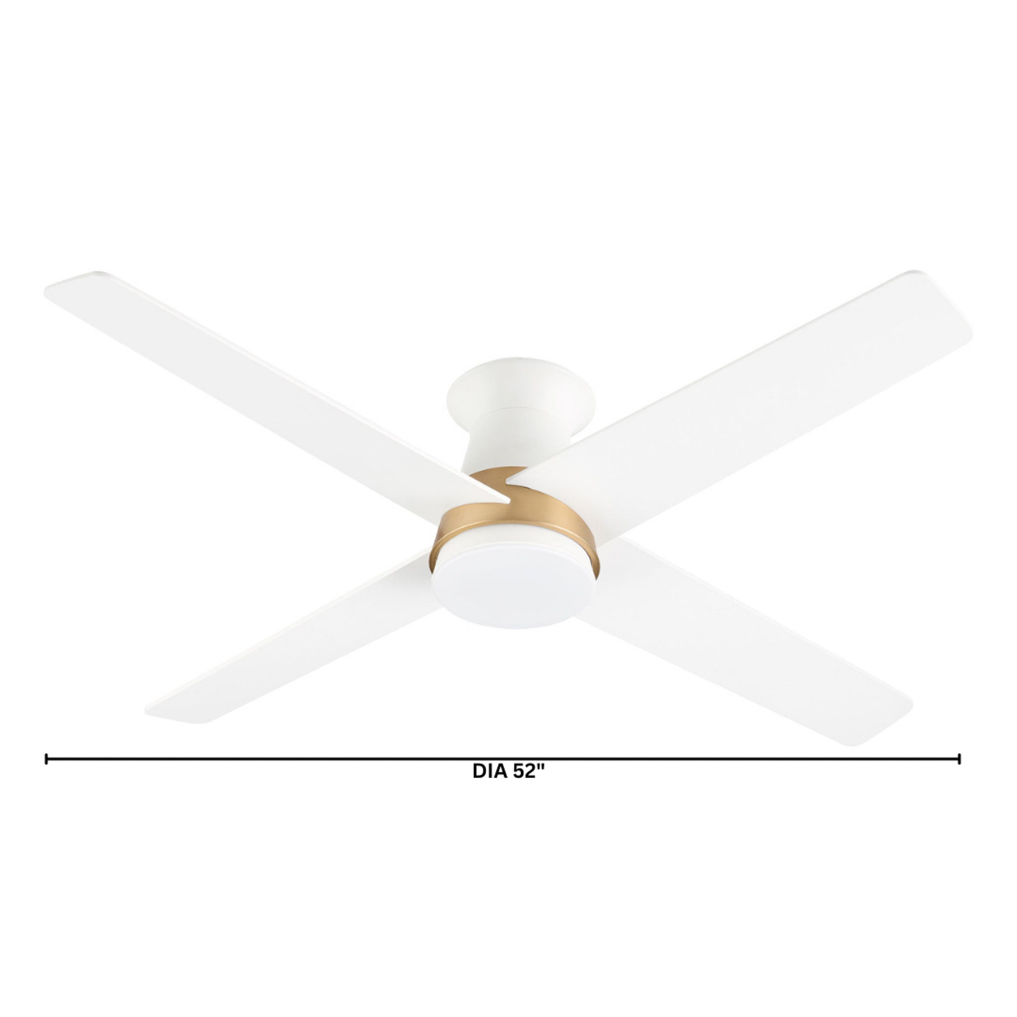 Cyan Design SANTA ANA 11983 Flushmount Hugger 52 Inch Ceiling Fan with Light and Remote- Studio White Aged Brass