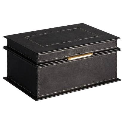 Cyan Design 12004 Container, Antique Brass, Leather, Black | Grey Finish