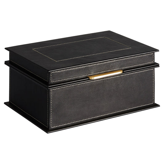 Cyan Design 12004 Container, Antique Brass, Leather, Black | Grey Finish
