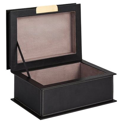 Cyan Design 12004 Container, Antique Brass, Leather, Black | Grey Finish