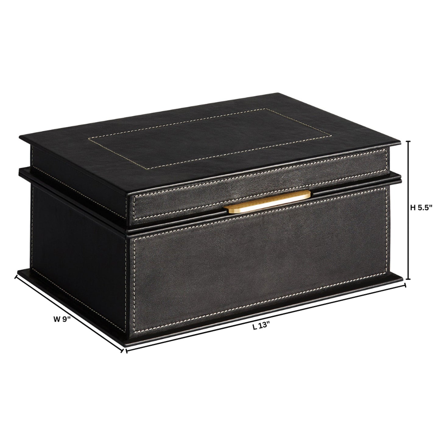 Cyan Design 12004 Container, Antique Brass, Leather, Black | Grey Finish