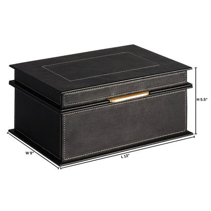 Cyan Design 12004 Container, Antique Brass, Leather, Black | Grey Finish