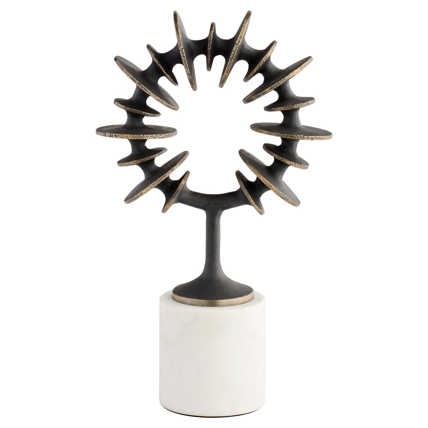Cyan Design Barcelo 12015 Sculpture, Cast Brass with Antique Patina, Banswara Marble Base