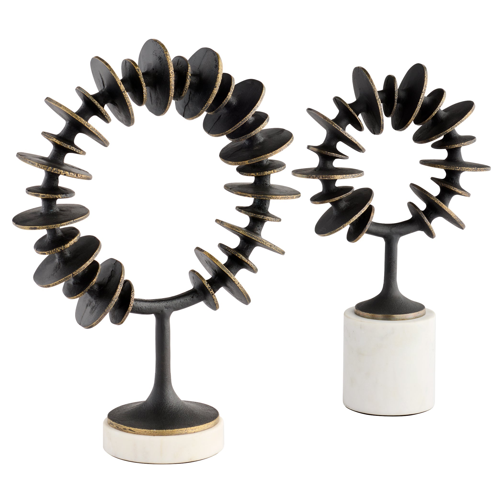 Cyan Design Barcelo 12015 Sculpture, Cast Brass with Antique Patina, Banswara Marble Base