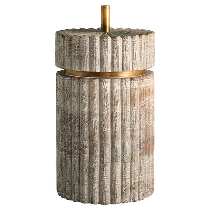 Cyan Design 12020 Container, Hand Carved, Distressed Taupe | Brass