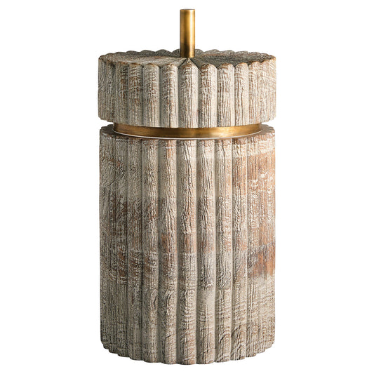 Cyan Design 12020 Container, Hand Carved, Distressed Taupe | Brass