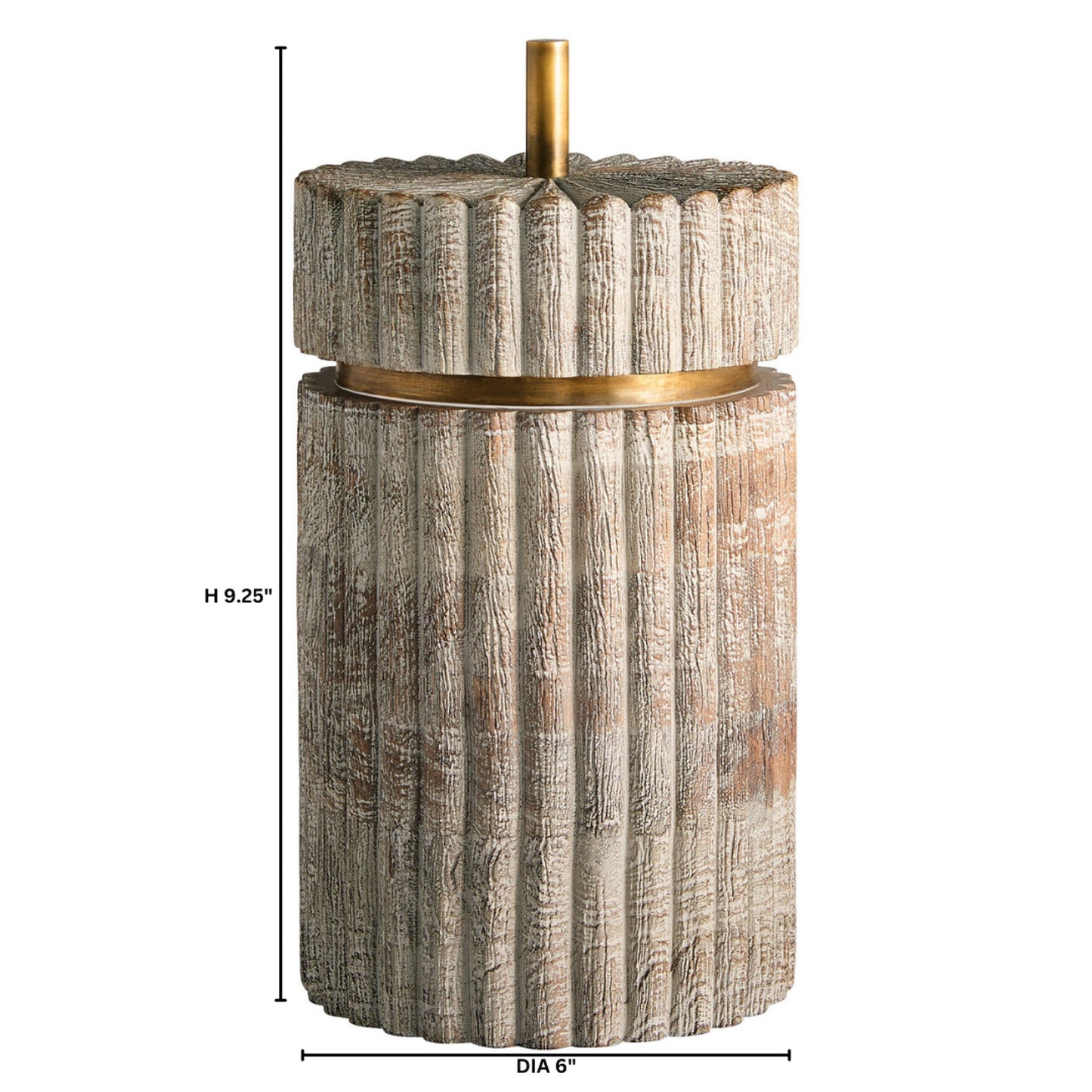 Cyan Design 12020 Container, Hand Carved, Distressed Taupe | Brass