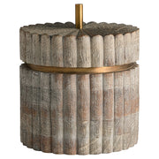 Cyan Design 12021 Container, Hand-Carved Ardu Wood, Distressed Taupe | Brass