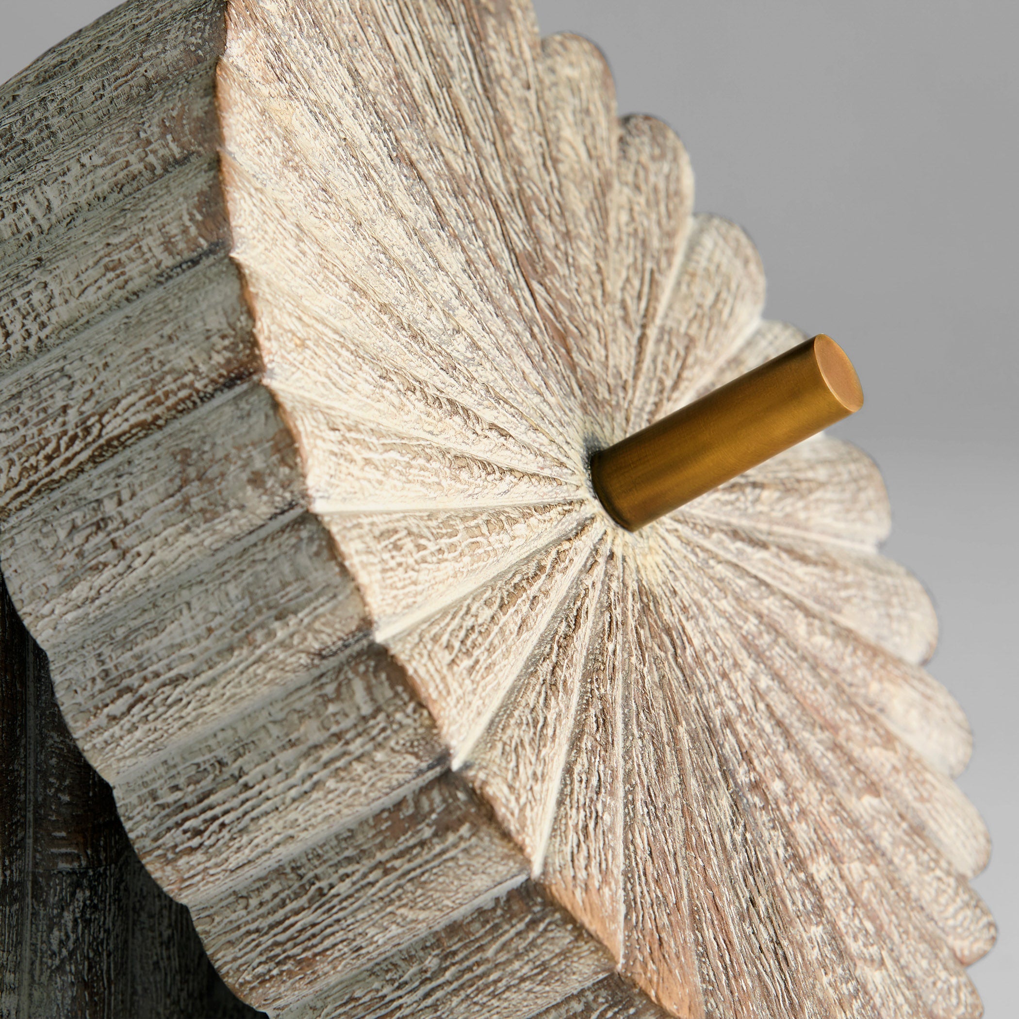 Cyan Design 12021 Container, Hand-Carved Ardu Wood, Distressed Taupe | Brass