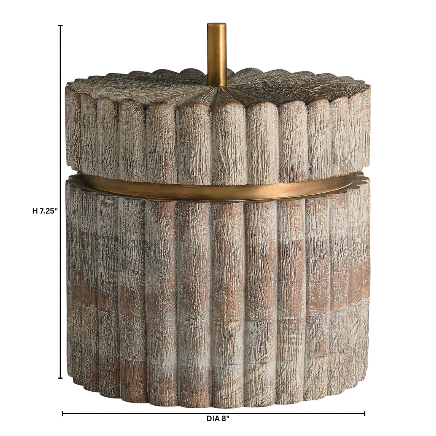 Cyan Design 12021 Container, Hand-Carved Ardu Wood, Distressed Taupe | Brass