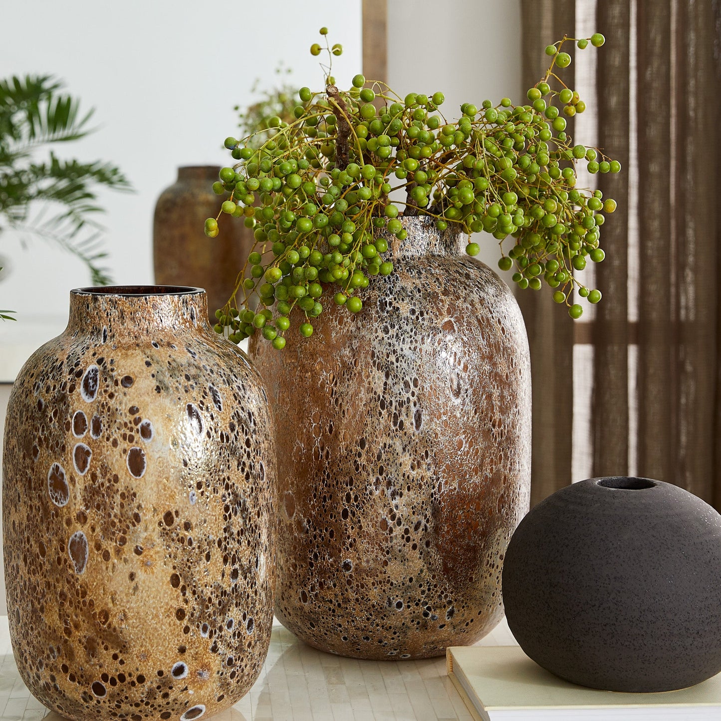 Cyan Design 12035 Vase, Reactive Glaze, Amber Brown
